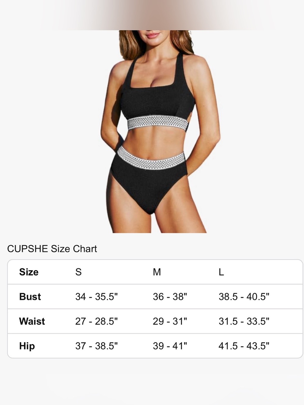 Cupshe Bikini Sets Two Piece Swimsuit Square Neck Crisscross Back Tie Ribbed M - Picture 12 of 12